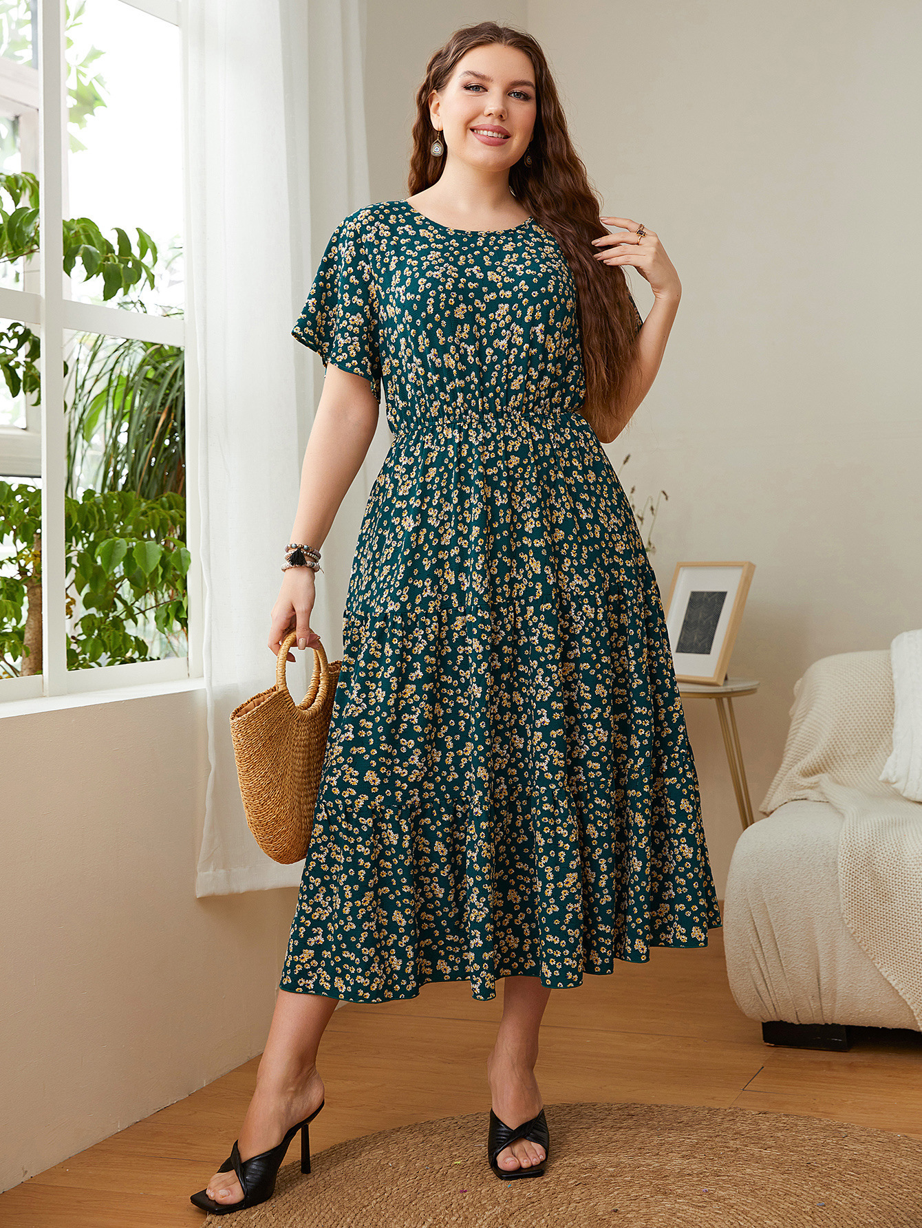Summer Plus Size Women Floral Printed Dresses - Image 3