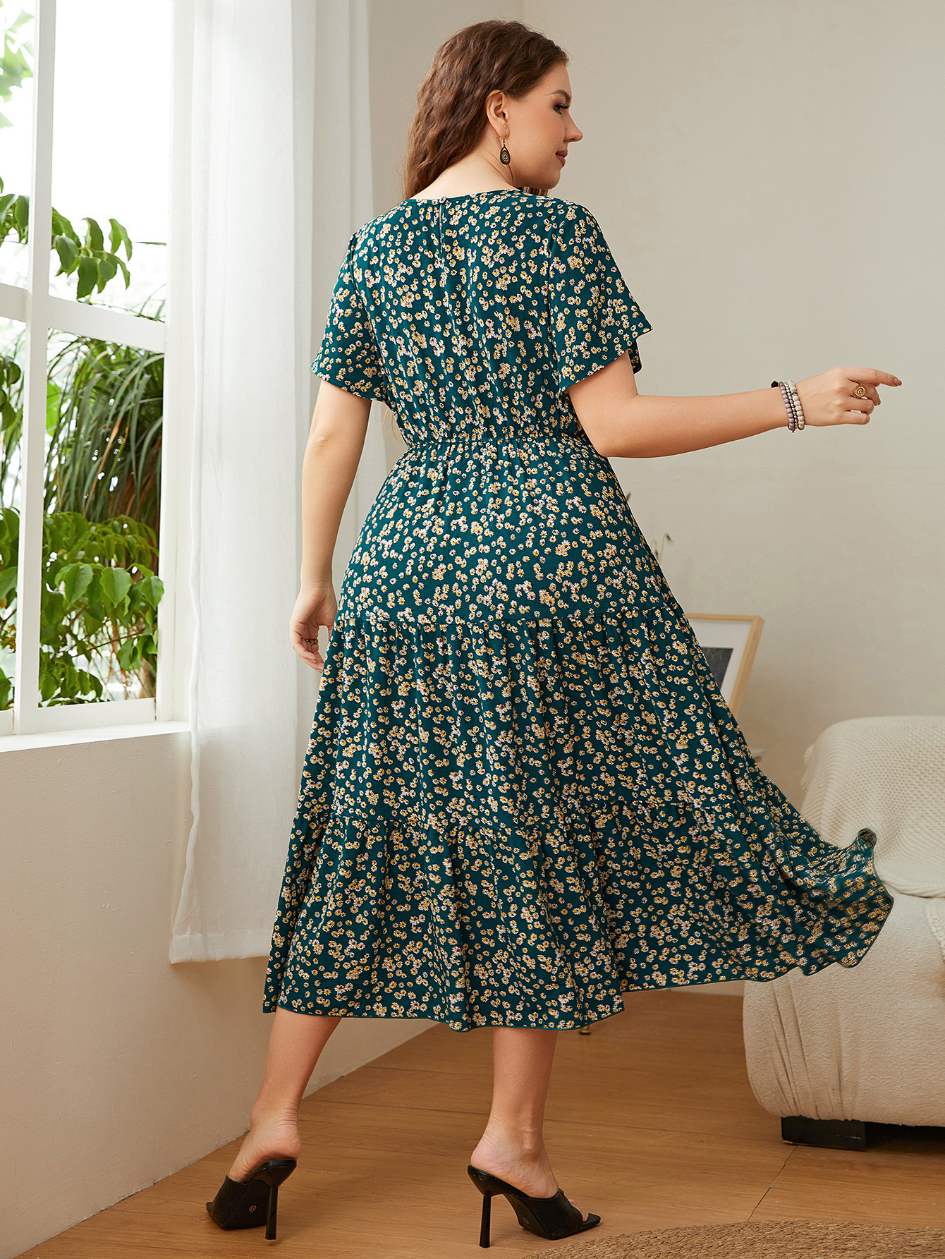 Summer Plus Size Women Floral Printed Dresses - Image 6